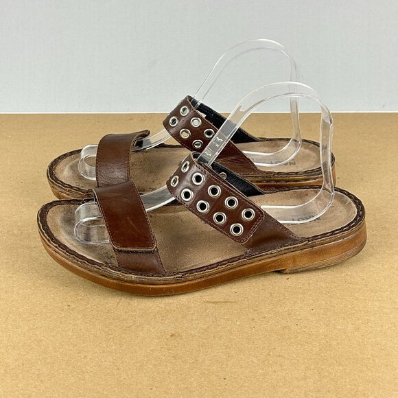 Naot Alameda Riveted Leather Two Strap Sandals Womens 8 Brown Comfort Slide - Picture 1 of 9
